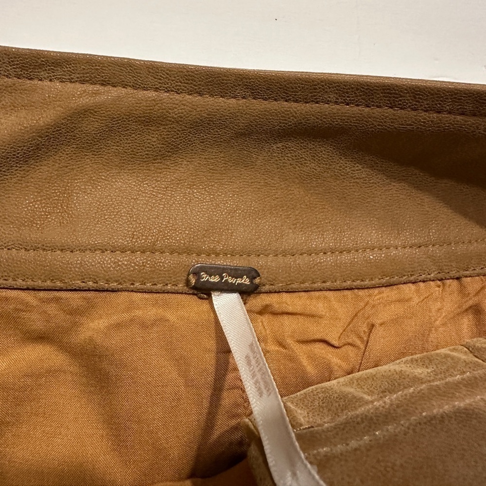 Free People Ari Wrap Camel brown/ tanfaux suede mini skirt size 2 - Picture 7 of 9